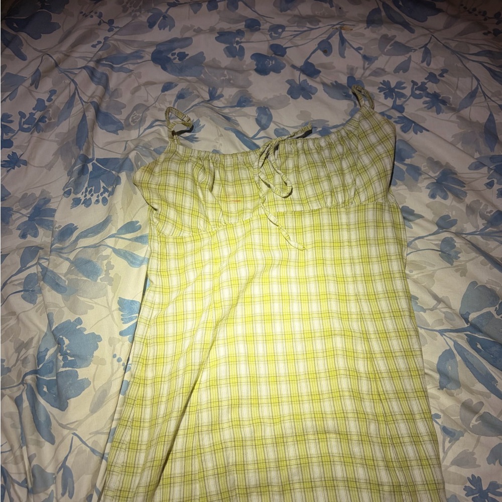 Brandy Melville Yellow Plaid Mini Dress